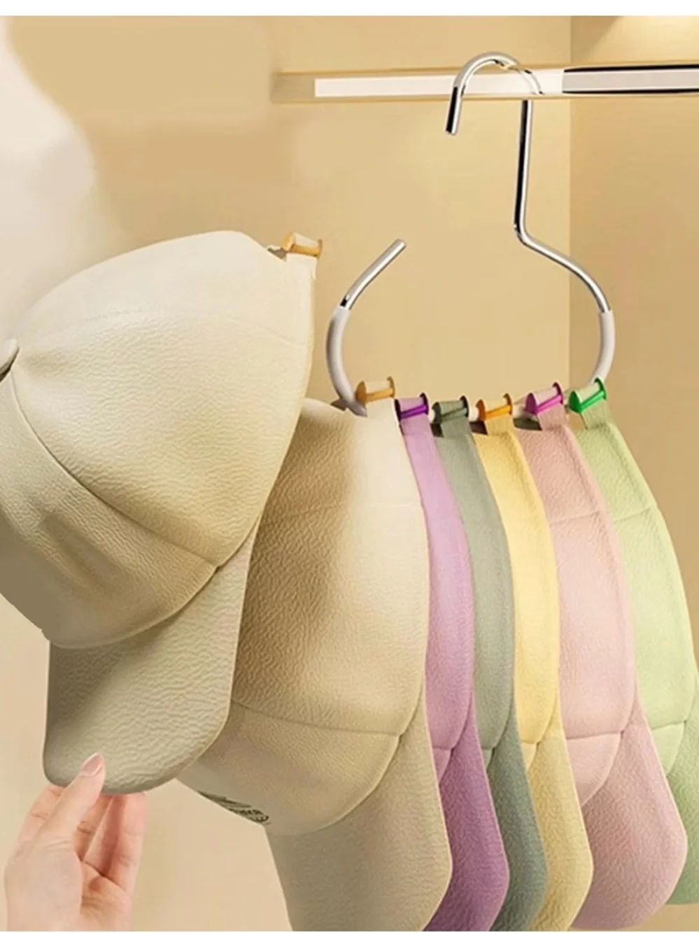 Slim Non-Slip Metal Hat Hanger in Gray- 4 Pack